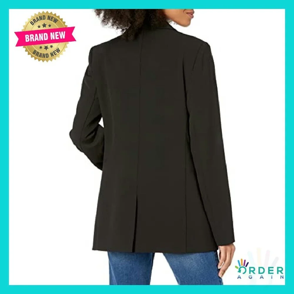 Long Blazer Power Suiting Notched Collar Elegant Minimal Chic Workwear - Picture 3 of 6
